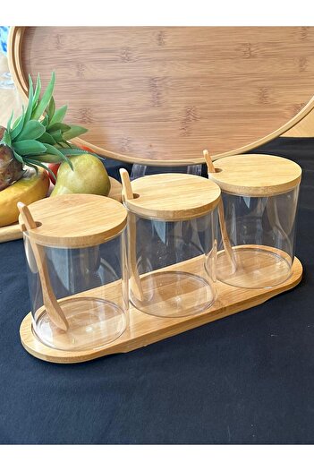 ROSSEV Borosilicate Glass Set of 3 - Bamboo Lid