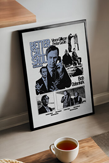 Duvarda Better Call Saul Siyah Ahşap Çerçeveli Dizi Duvar Tablosu