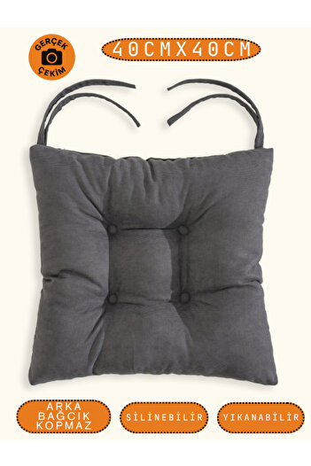 UYKUPEREST Pastello Chair Cushion – Gray – Velvet Textured, Laced, Washable – 40X40