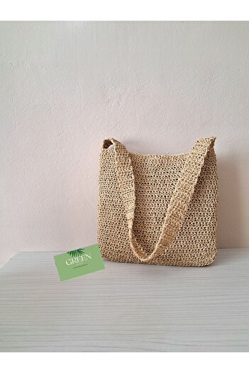 Green Straw Paper String Bag Shoulder Bag Gift Summer