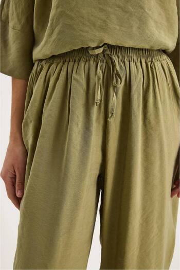 Ecenin Favorileri Khaki Half Sleeve Women's Blouse Pants Suit