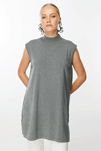 Ghisa Gray Sleeveless Knitwear Tunic