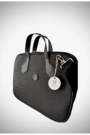 Solmari Faux Leather Tablet, Laptop and Briefcase Black 14 Inch