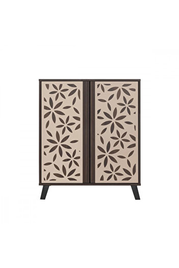 Generic Shoe Cabinet with 4 Shelves, 2 Doors, Dark Brown