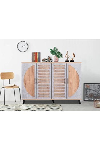 Generic Wooden Shoe Cabinet 4 Doors with 5 Shelves Elegant Malaysian Design