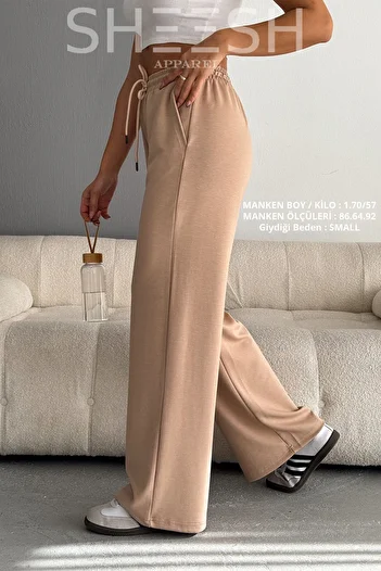 SHEESH APPAREL Φαρδύ παντελόνι Modal Camel Palazzo με μαλακή υφή