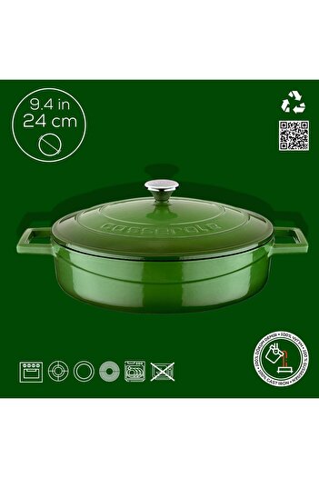 Lava Döküm Çok Amaçlı Yayvan Tencere. Folk Serisi Çap(Ø)24cm.