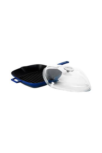 Lava 26x26cm Square Grill Pan - Glass Lid, Iron Solid Handle Casting