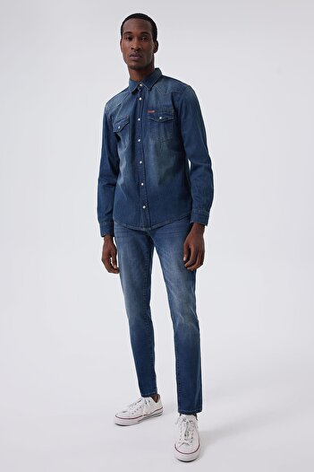 Lee Cooper Wolker 2 Чоловіча сорочка з 100% бавовни, джинсова тканина