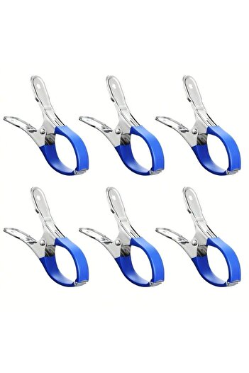 Choice Blue 6pcs 6 Pieces Durable Stainless Steel Pool Cover Clips with Blue Plastic Handles - Heavy Duty W