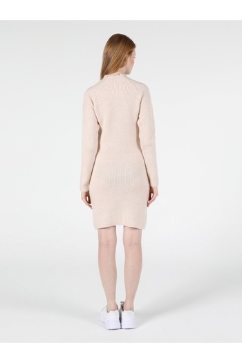 Colin's Rochie de damă slim fit bej cu mânecă lungă Cl 1051553