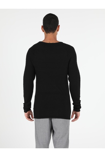 Colin's Slim Fit Round Neck Men's Black Sweater