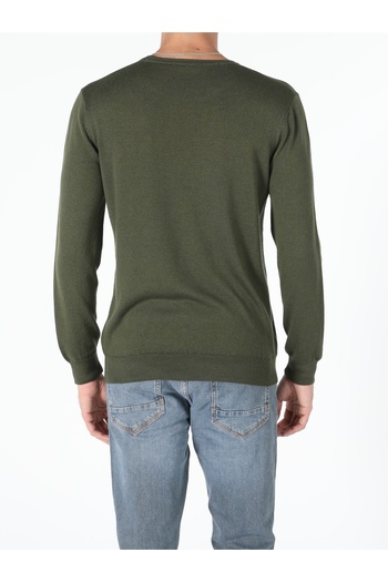 Colin's Regular Fit Round Neck Men's Green Sweater