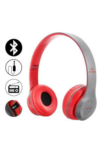 P47 Wireless Bluetooth Headphones With Radio And Mp3, Red