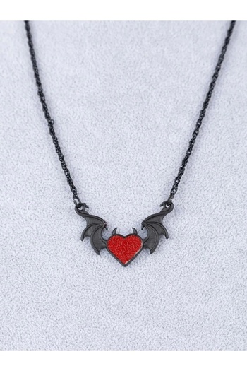 GOSSİP TEAM Black Red Motif Bat Necklace