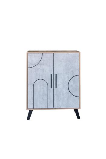Generic Two-Door Shoe Cabinet with 4 Shelves - Brown and Grey