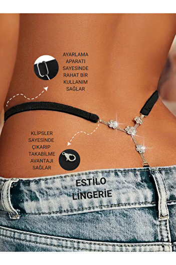 Estilo Lingerie Бразилски слипове с регулируема талия Бразилски стринги с камъни