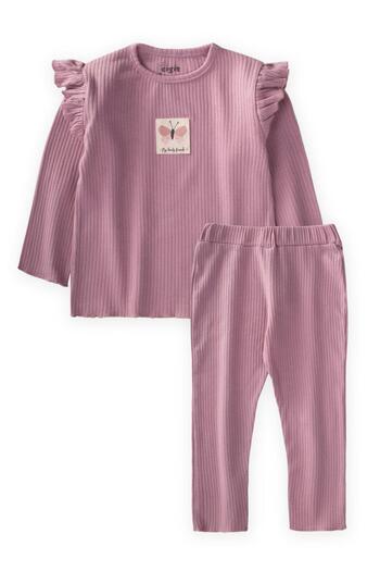 Cigit Label Detailed Seasonal Girl Suit 1-10 Years Old Lilac