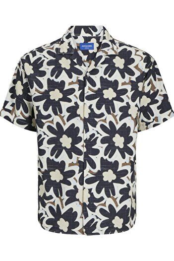 Jack & Jones J&J Jorluke Flower Men's Hawaiian Shirt Navy Blue 12271597