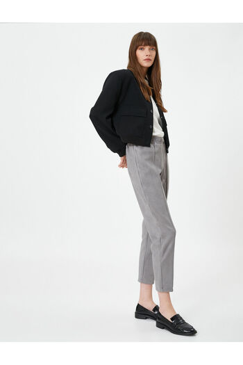 Koton Carrot Trousers with Suede Look Elastic Waist