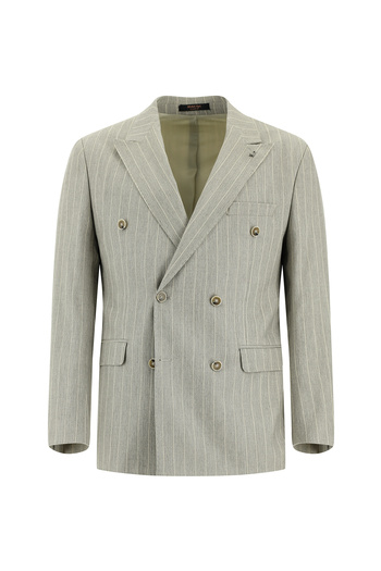 Abdullah Kiğılı Linen Striped Slim Fit Double Breasted Suit
