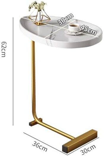 VINNYSEN Side Table, C Shaped End Table, Small Coffee Table with Metal Frame Side Tables Living Room