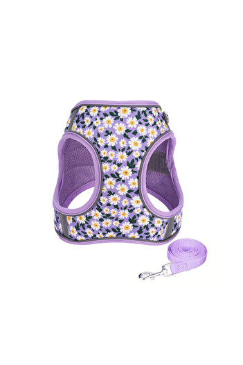 Choice M HLP381 purple HP386--Pet cat & dog printed vest style harness, 360° fit to the pet's body shape, 1