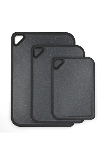 Parfait 3-Piece BPA-Free Dishwasher Safe Non-Slip Rectangular Cutting Board Dark Grey