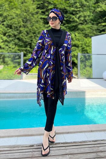 Adasea 3-Piece Pareo Lycra Full Covered Hijab Swimsuit Emmy 4561 Black