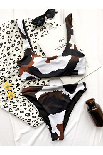 WildFashion 2-piece bandeau swimsuit with cow print SW2532A-1122