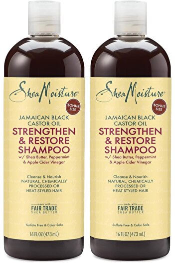 Shea Moisture Jamaican Black Castor Oil Strengthen & Restore Shampoo, 16.3 Oz, Pack of 2