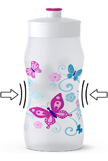 emsa Squeeze Bottle 518093, 0.6L – White with Butterflies, BPA-Free & Leakproof