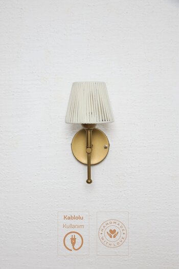 Maison Avf White Leather Design Wired Wall Lighting Sconce - Lower Antique Gold
