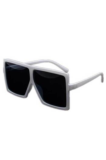 THEICONIC Oversized Rectangular Flat Sunglasses White