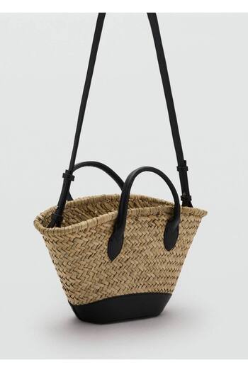 MANGO Woman Small Size Natural Fiber Straw Bag