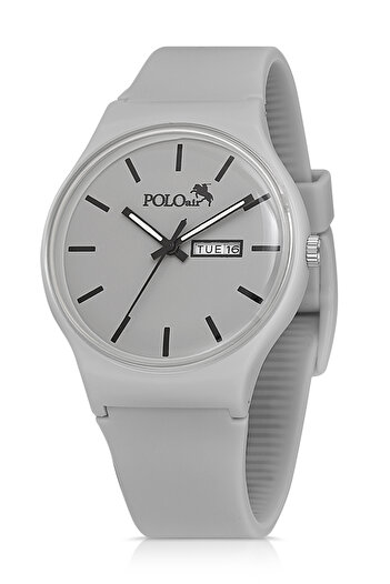 Polo Air Sport Unisex Silicone Cord Day Month Calendar Wrist Watch Gray Color Pl-1555B3X