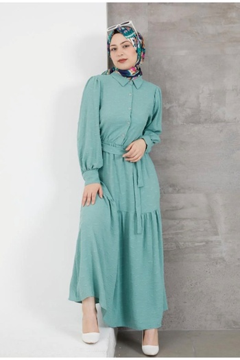 shop Gömlek Yaka Kuşaklı Elbise