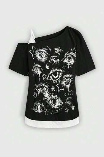 Köstebek Eyes Collage Short Sleeve T-Shirt with Additional Strap
