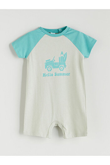 LC Waikiki Green Crew Neck Baby Boy Combed Cotton Jumpsuit