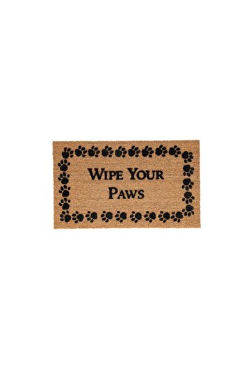 Generic سجادة باب DeCoir Wipe Your Paws باللونين البني والأسود، مقاس 18 × 30 بوصة