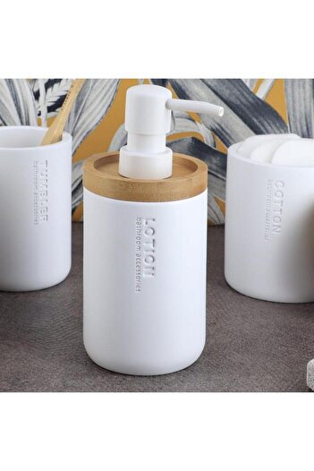 Generic Tendance Polyresin and Bamboo Liquid Soap Dispenser White and Brown 280ml 62101210