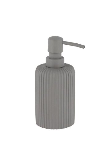Generic Tendance Elegant Design Polyresin Round Fluted Soap Dispenser Matte Grey 230ml 62103180