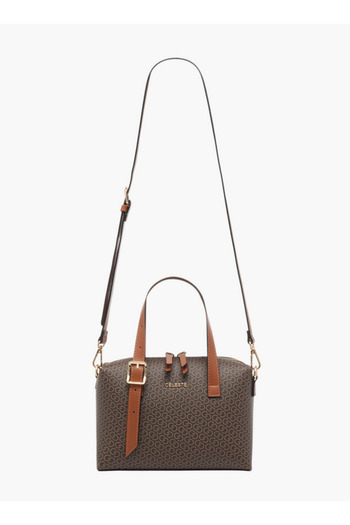 Celeste Women's Monogram Print Tote Bag with Zip Closure and Adjustable Strap - W 9.5 x H 16.5 x D 24.3 cm