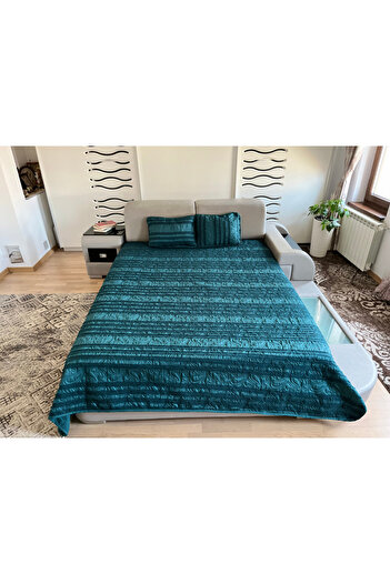 Coneltex Decorative and protective bedspread CreponTex by Coneltex, 220 x 240 cm, double bed, turquoise color