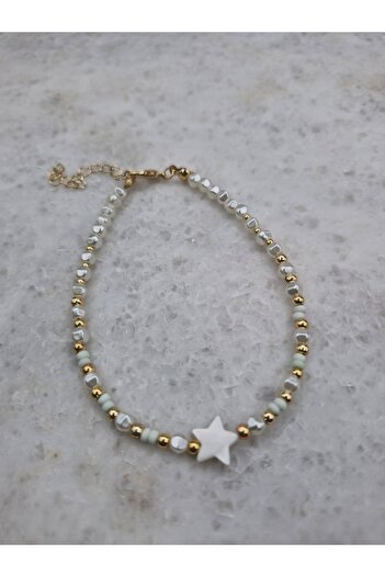 Gülşah'ın Takıları Star Detailed Beaded Women's Anklet – Elegant Summer Foot Jewelry