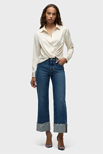 Hudson JEANS ROSIE HR CU CROCIERE LATĂ LA GLEZNĂ, CU MANȘETĂ CVRD BTN FL - - 27, ALBASTRU