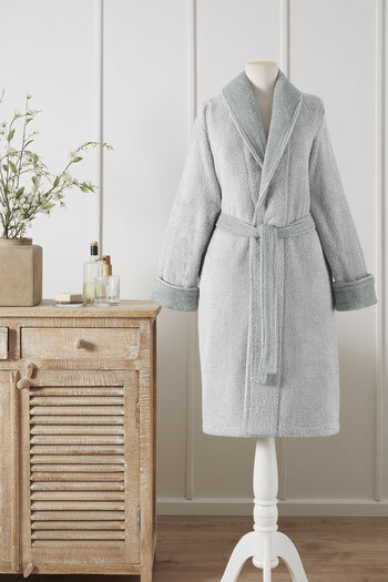 Özdilek Sadem Organic Plaid Shawl Collar Bathrobe