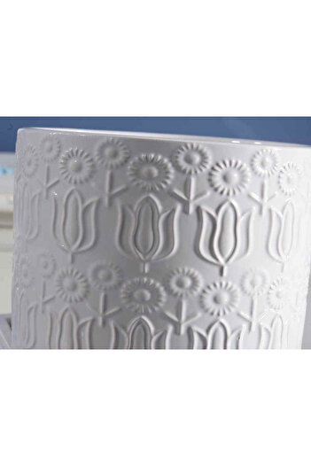 Decorer Set 2 ghivece ceramice albe 16x12 cm, 13x10,5 cm