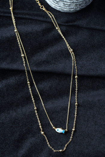 BY BARUN SİLVER Chain Model Fish White Necklace