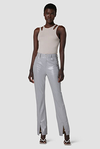 Hudson CIGARETTE LEATHER PANTS - - GREY, 28